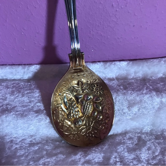 Sheffield Other - FREE * Vintage Silver Sheffield Spoon Fruit Compete Motif Antique Retro Serving
